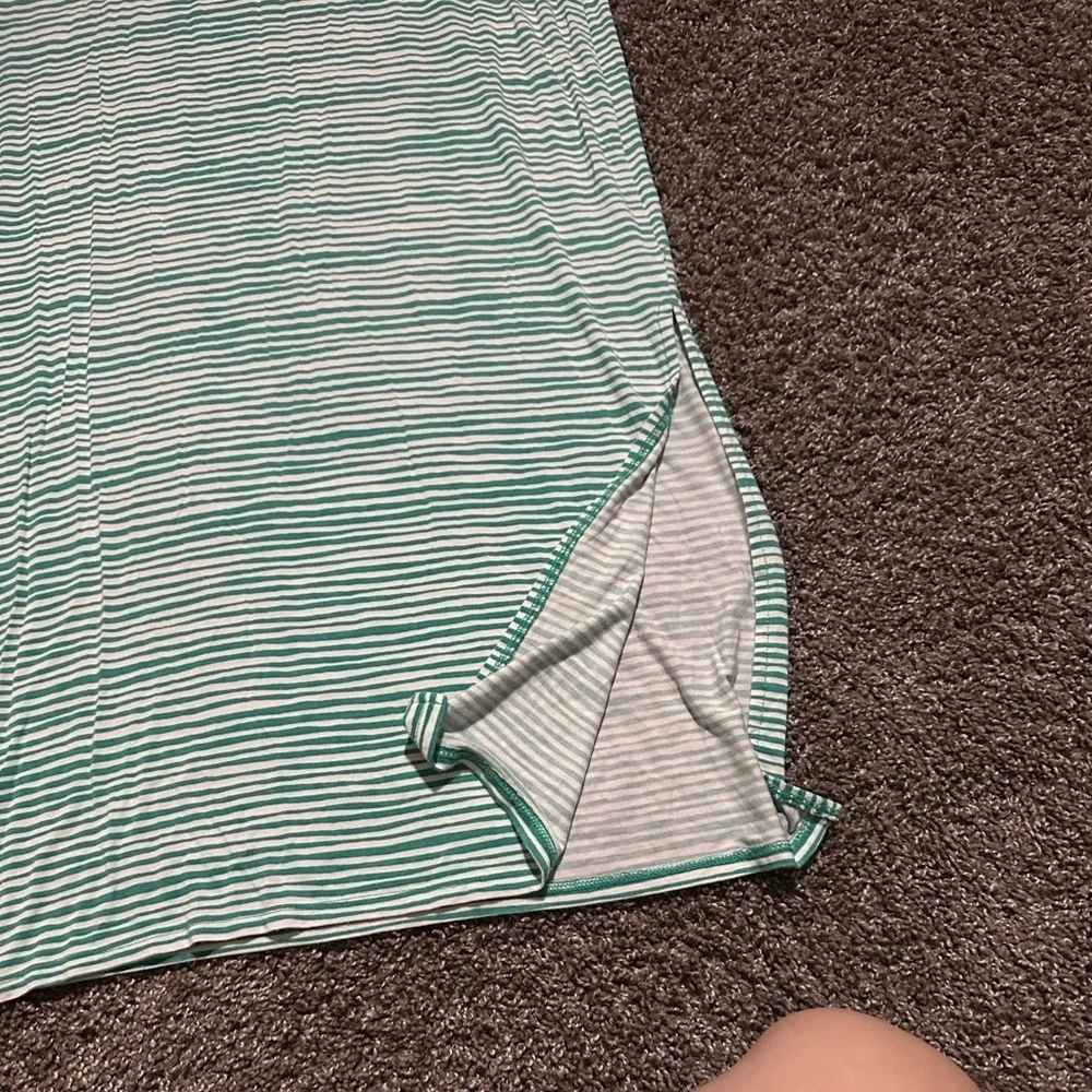 LOFT Green and White Striped Maxi Skirt Size Small Petite